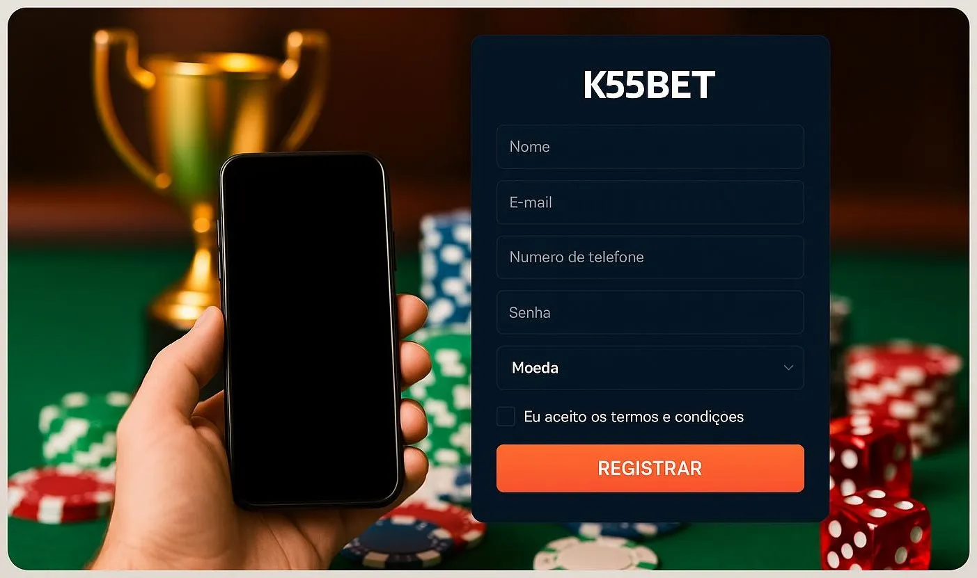 Tela inicial do k55bet app no Android, com botão de entrar e navegação rápida